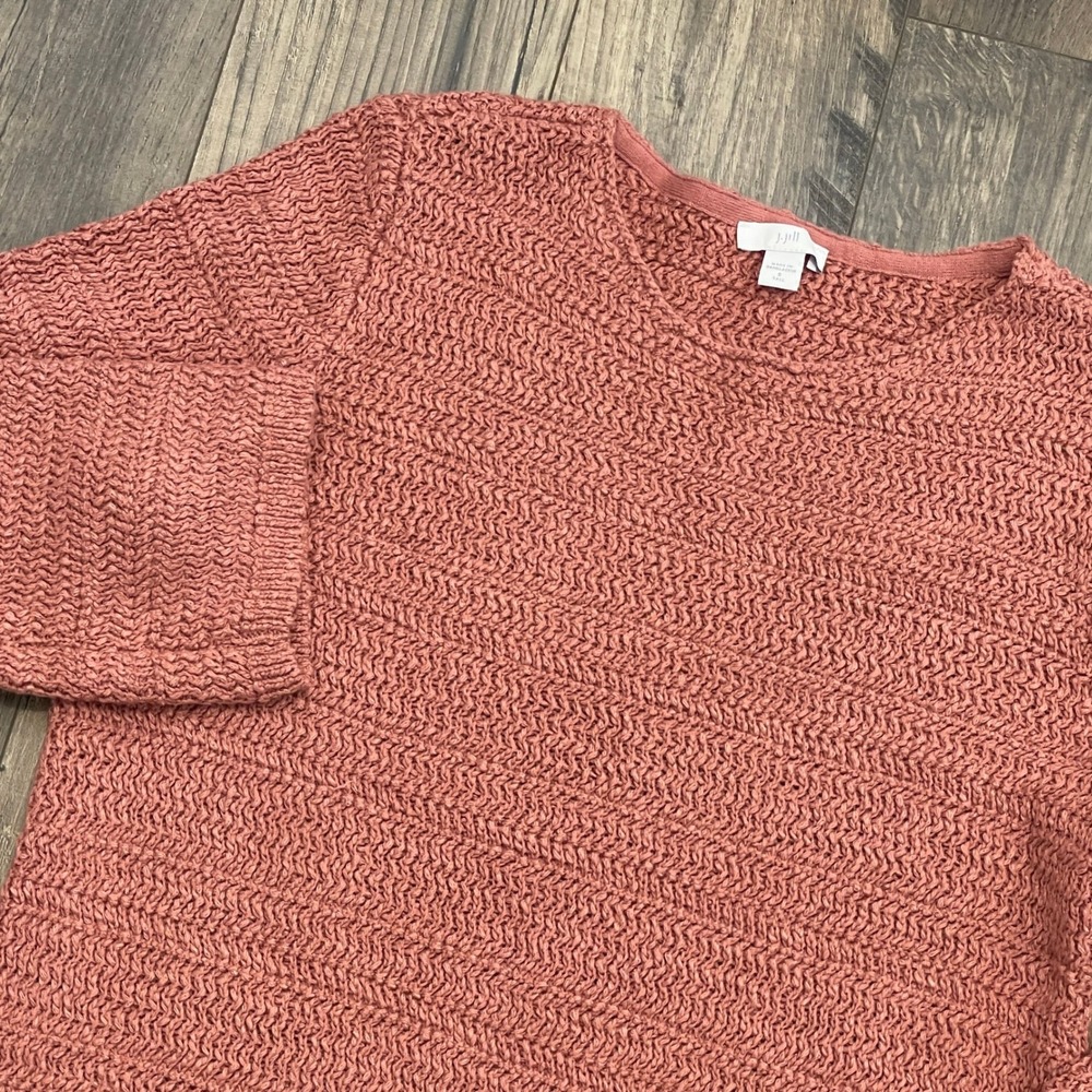 J. Jill Women S Tall Terracotta Rose Textured Knit 3/4 Sleeve Tunic Sweater